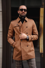 Load image into Gallery viewer, Bojoni Milford Camel Slim Fit Double Breasted Long Coat
