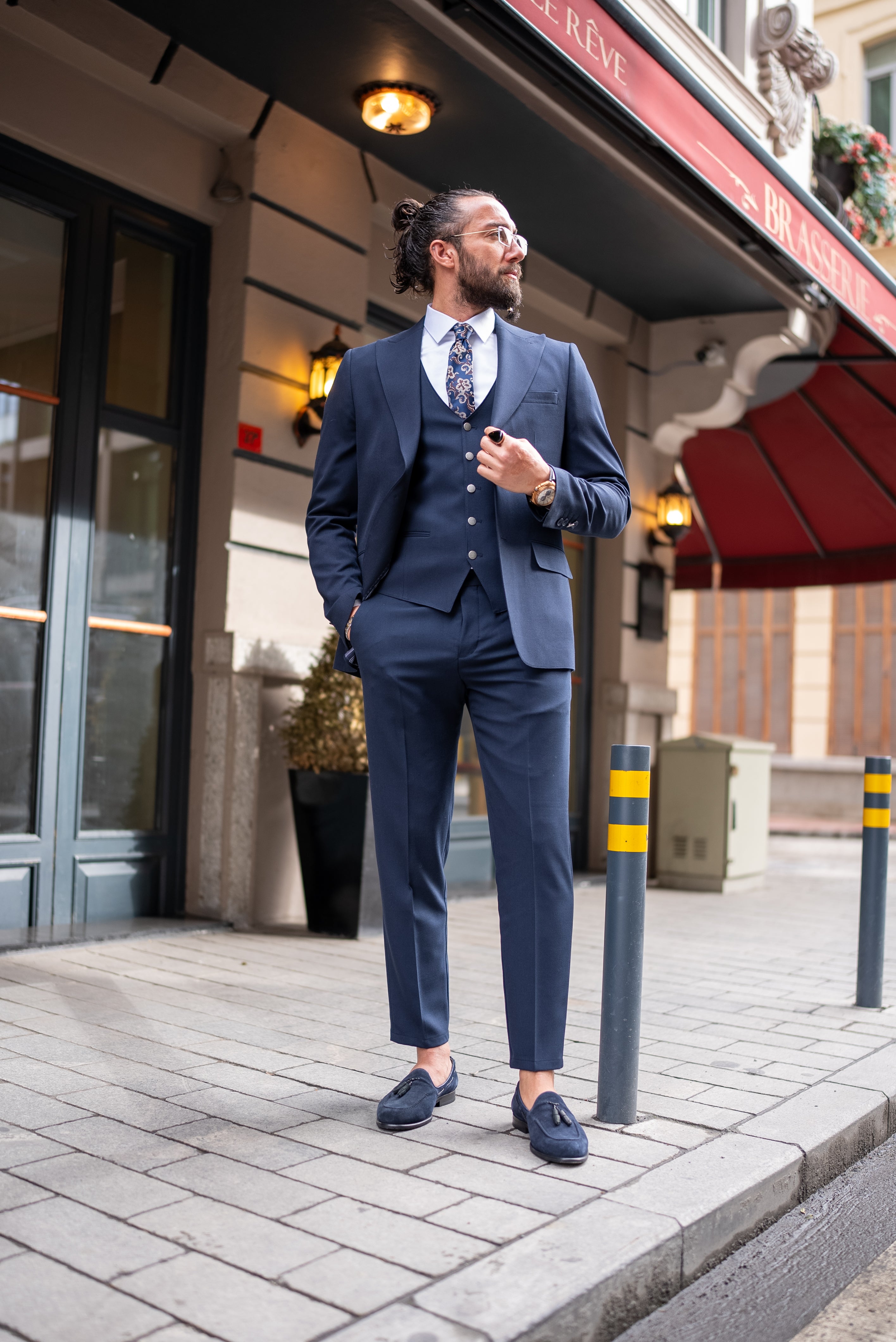 Bojoni Doral Slim Fit Classic Navy Blue Suit