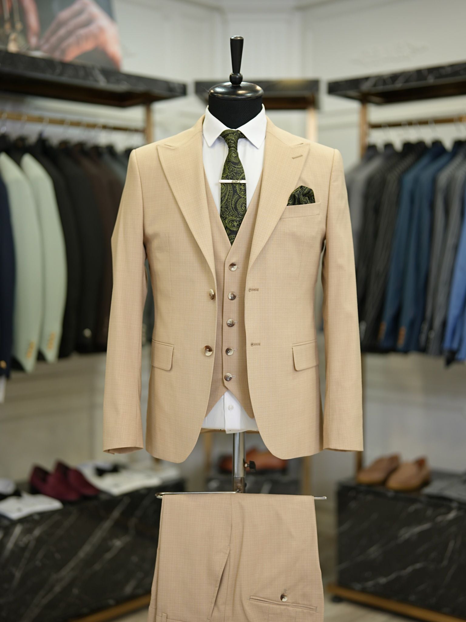 Bojoni Maison Tan  Slim Fit Suit
