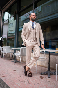 Bojoni Doral Slim Fit Classic Cream Suit