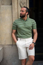 Load image into Gallery viewer, Bojoni Doral Slim Fit Striped Green Polo Shirt
