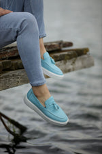 Load image into Gallery viewer, Bojoni Prince Tassel Detail Leather Blue Shoes
