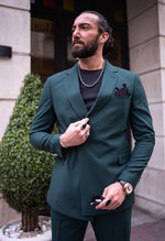 Load image into Gallery viewer, Bojoni Bath Green Slim Fit 2 Piece Double Breasted Buckle Suit
