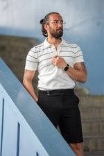 Load image into Gallery viewer, Bojoni Doral Slim Fit Striped White Polo Shirt
