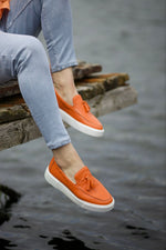 Load image into Gallery viewer, Bojoni Prince Tassel Detail Leather Orange Shoes
