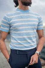 Load image into Gallery viewer, Bojoni Bath Blue Crewneck Striped T-Shirt
