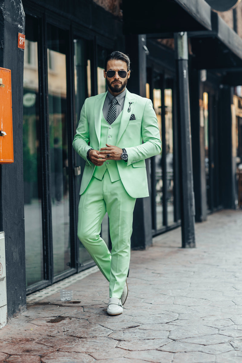 Bojoni Cagliari Green Slim Fit Suit 3 Piece Bojoni