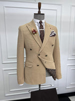 Load image into Gallery viewer, Howard Slim Fit Special Design Double Breasted Beige Jacket
