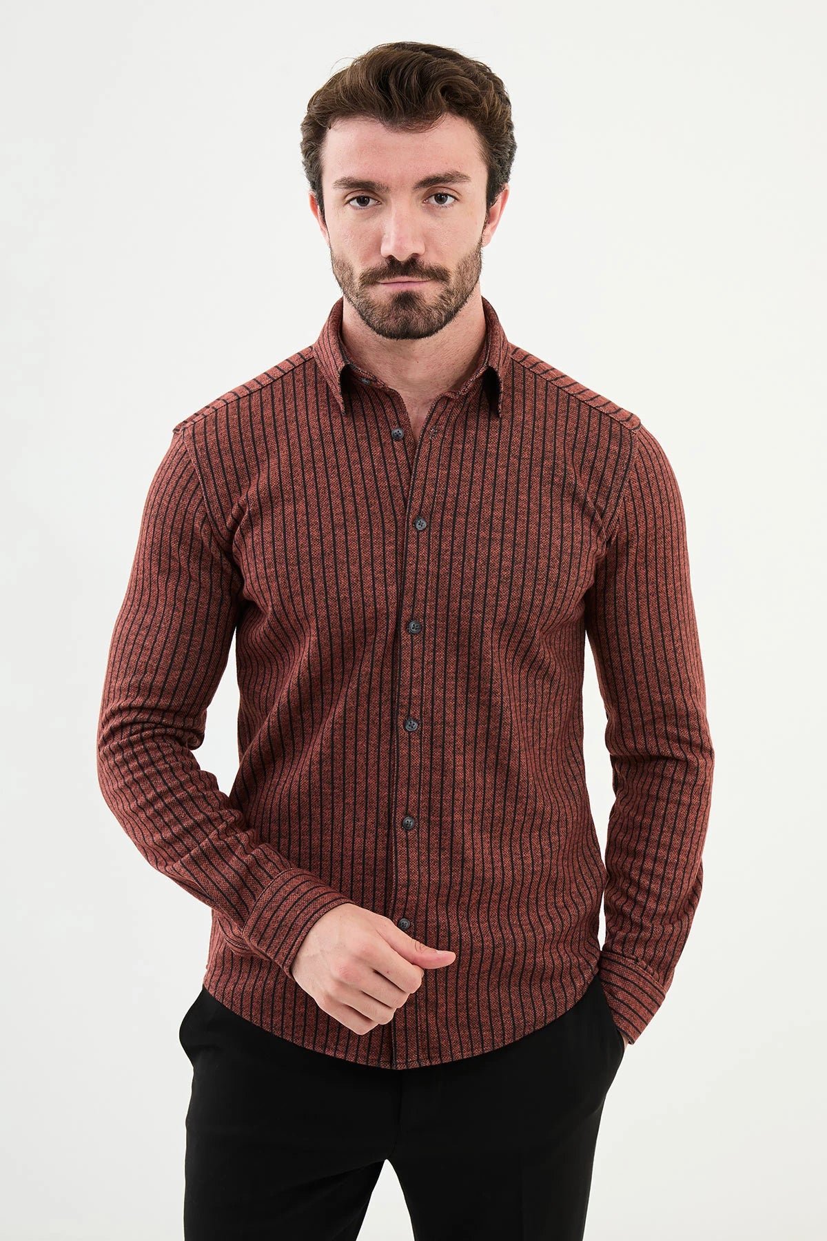 Bojoni Capena Collar Slim Fit Tile Pointed Shirt