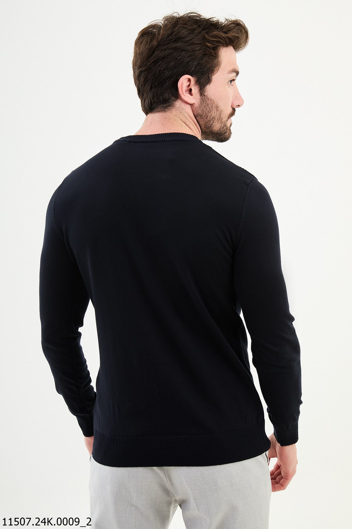 Bojoni Chicago Slim Fit Navy Blue Knitted Sweater