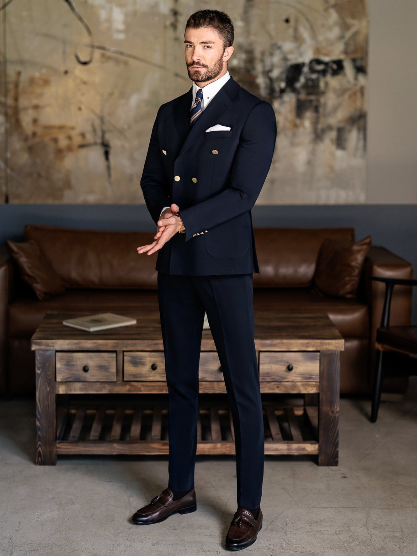 Navy Double Breasted Suit 2-Piece