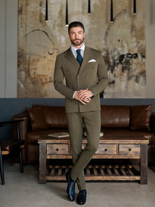 Khaki Double Breasted Suit 2-Piece