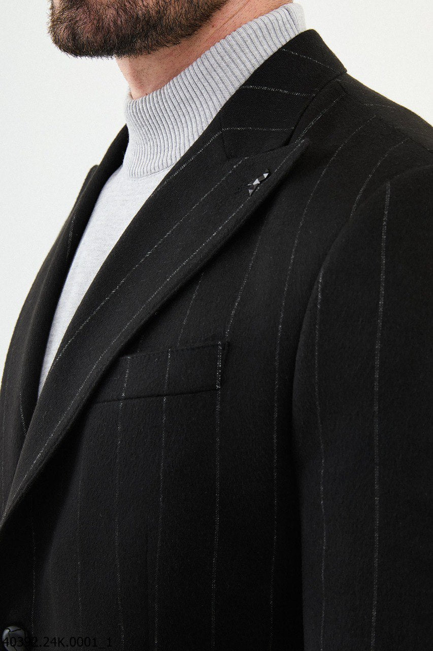 Bojoni Belmonte Slim Fit Black Striped Blazer