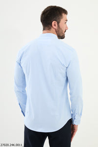 Bojoni Belmonte Slim Fit Blue Shawl Collar Shirt