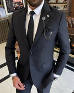 Load image into Gallery viewer, Bojoni Sheffield Black Slim Fit 2 Piece Notch Lapel Suit
