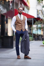Load image into Gallery viewer, Bojoni  Matera Navy Blue Slim Fit Peak Lapel 3 Piece Combined Suit
