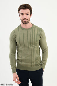 Bojoni Chicago Slim Fit Khaki Knitted Sweater