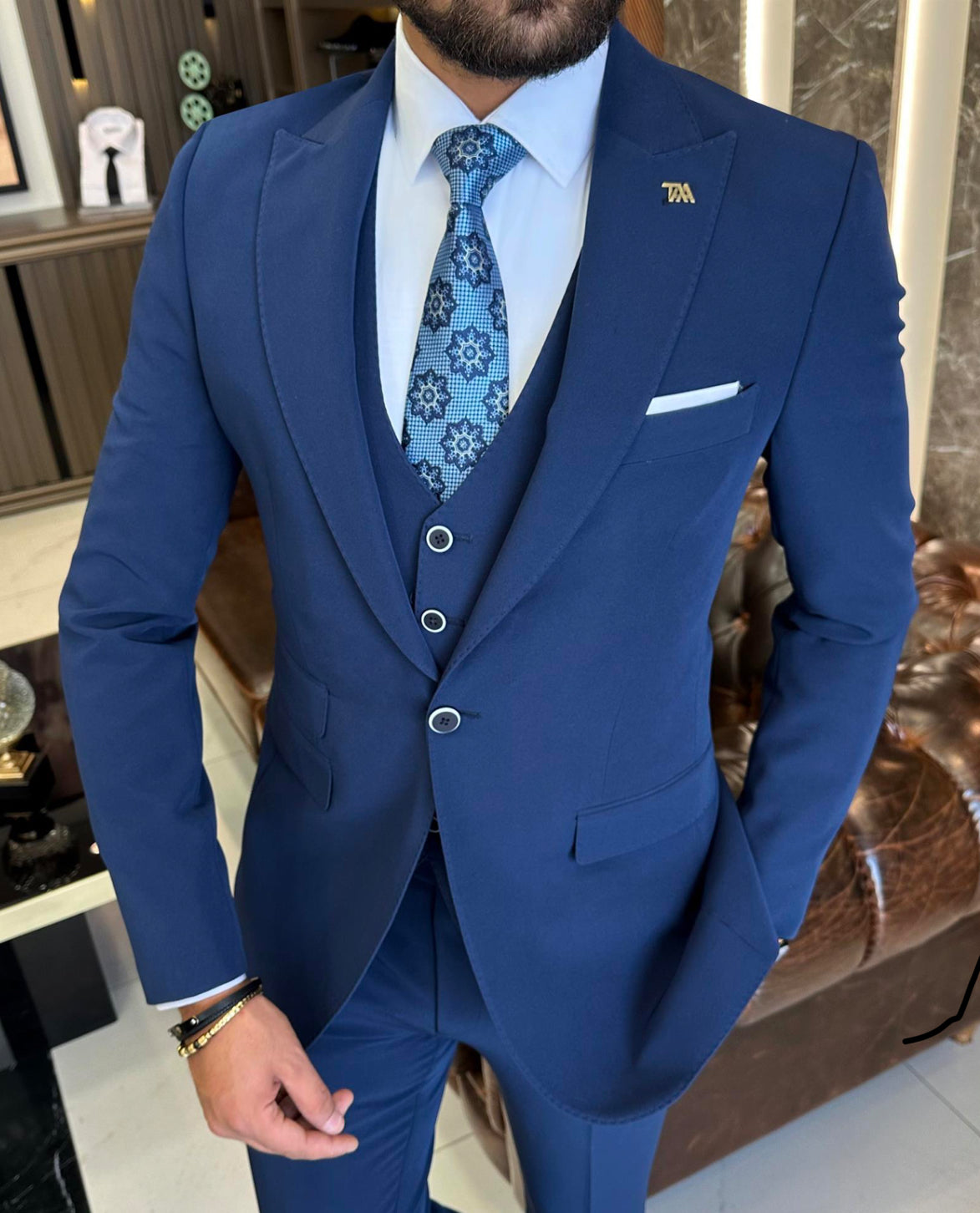 Bojoni Valencia Blue Slim Fit  Suit