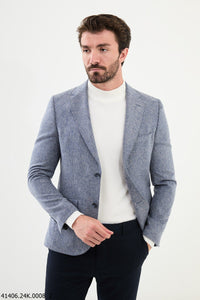 Bojoni Belmonte Slim Fit Light Blue Mixed Blazer