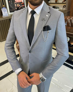 Bojoni Sheffield Gray Slim Fit 2 Piece Notch Lapel Suit