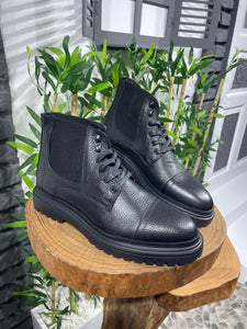 Bojoni Mayfair Black Leather Boots Shoes