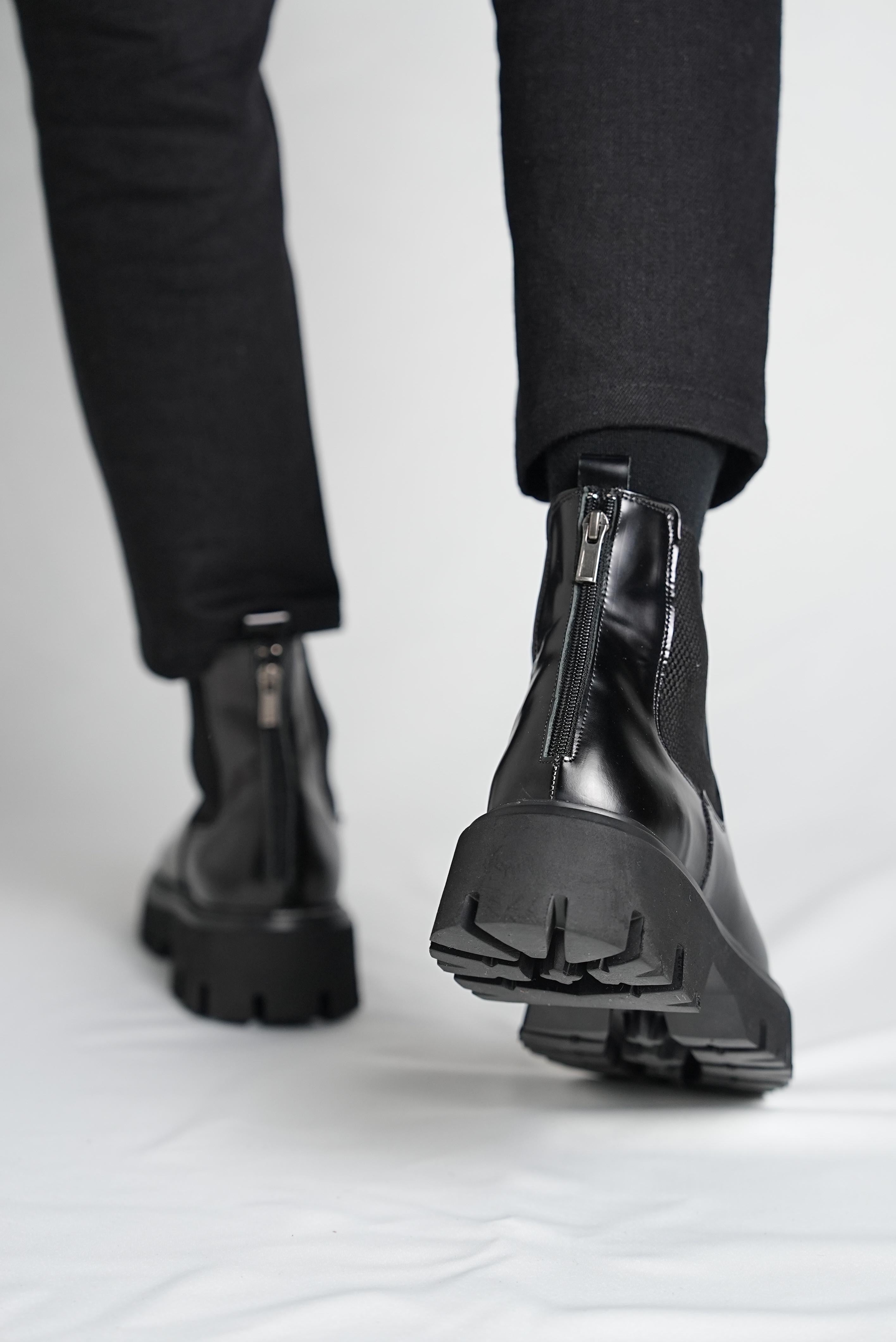 Bojoni Pineto Black  Leather Boots Shoes