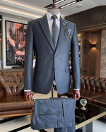 Load image into Gallery viewer, Bojoni Sheffield Dark Gray Slim Fit 2 Piece Notch Lapel Suit
