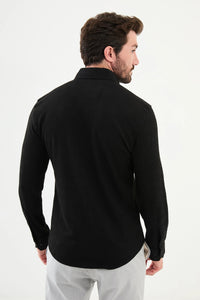 Bojoni Capena Long Sleeve Slim Fit Black Shirt