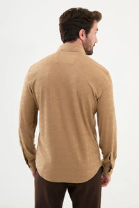 Bojoni Capena Long Sleeve Slim Fit Beige Shirt