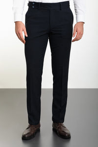 Bojoni Omaha Straight Slim Fit Belt Detailed Buckle Navy Blue Trousers