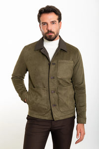 Bojoni Capena Khaki Suede Slim Fit Jacket