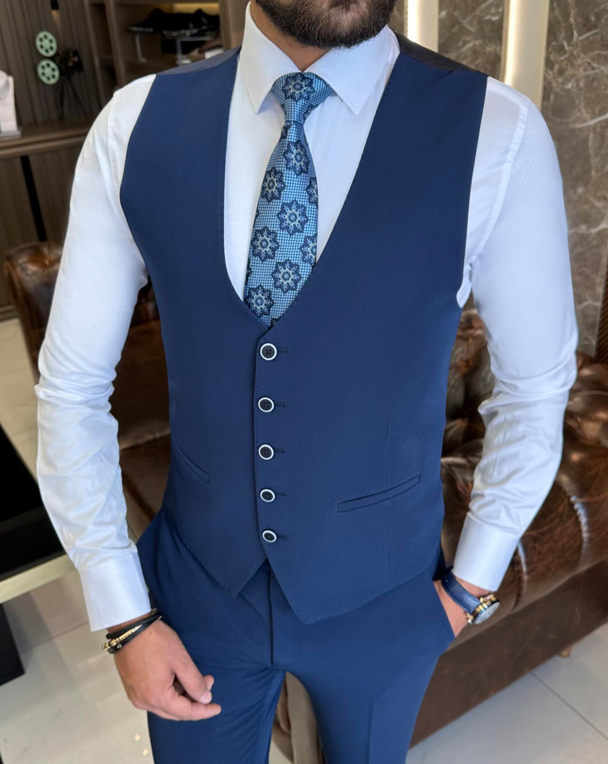 Bojoni Valencia Blue Slim Fit  Suit