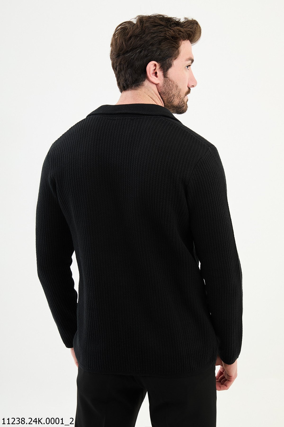 Bojoni Chicago Slim Fit Black Knitwear Cardigan Sweater