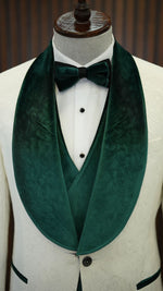 Load image into Gallery viewer, Bojoni Paruri Green Slim Fit Velvet Shawl Lapel Wool Tuxedo
