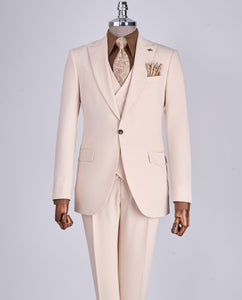 Bojoni Chicago Slim Fit Special Design Beige Suit