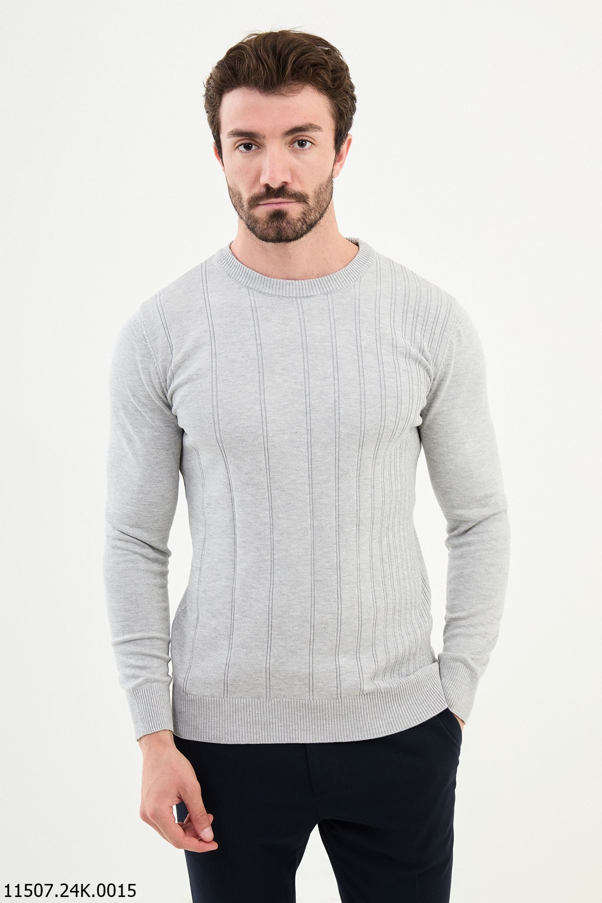 Bojoni Chicago Slim Fit Gray Knitted Sweater