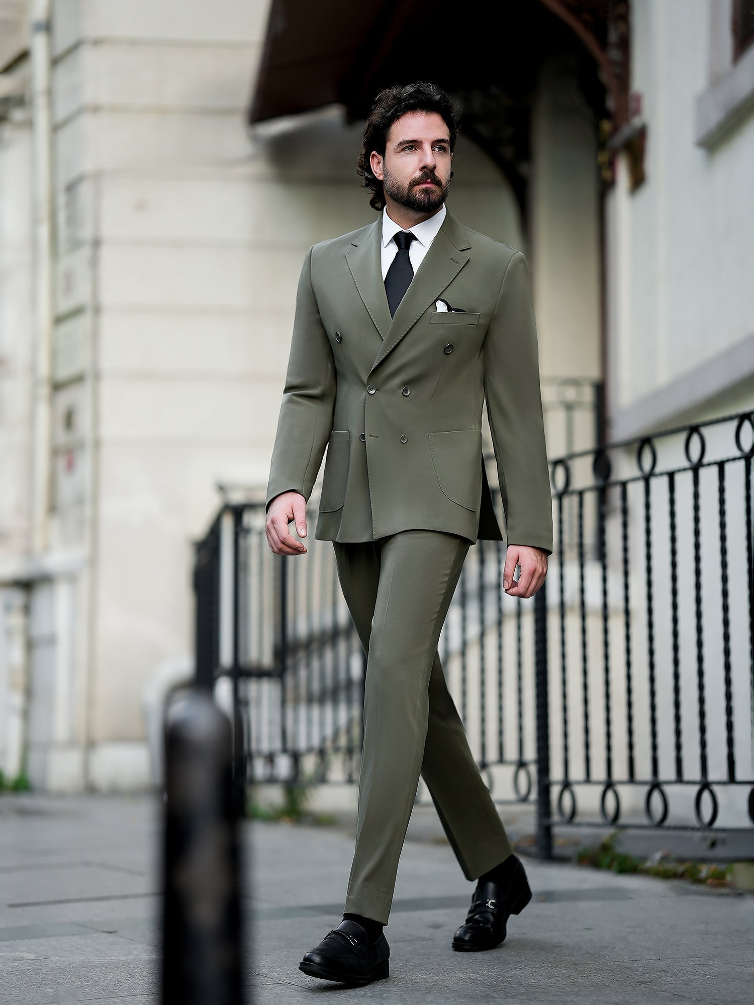 Khaki Double Breasted Suit 2-Piece