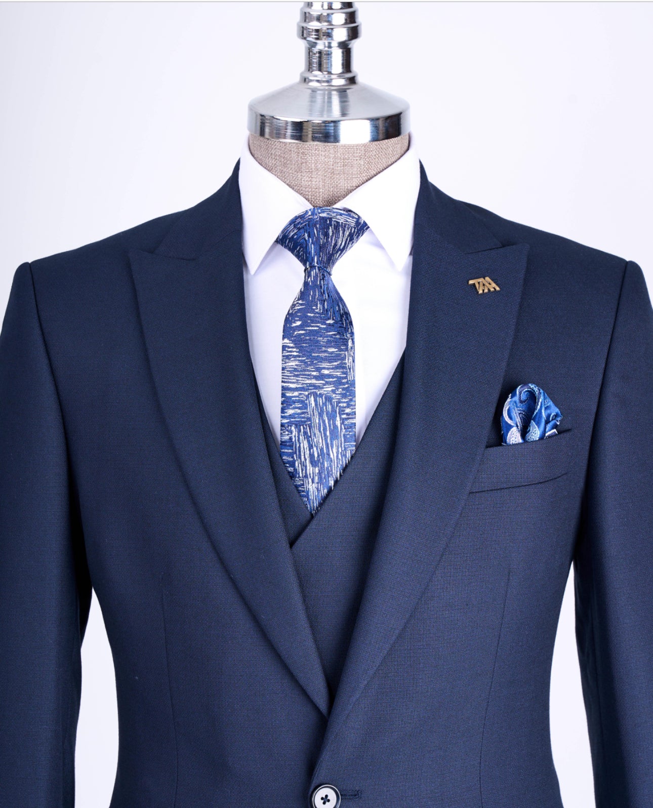 Bojoni Chicago Slim Fit Special Design Navy Blue Suit