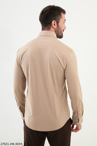 Bojoni Belmonte Slim Fit Beige Shirt