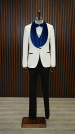 Load image into Gallery viewer, Bojoni Paruri Blue Slim Fit Velvet Shawl Lapel Wool Tuxedo
