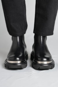 Bojoni Pineto Black Leather Metal Boots Shoes