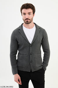 Bojoni Chicago Slim Fit Gray Knitwear Cardigan Sweater