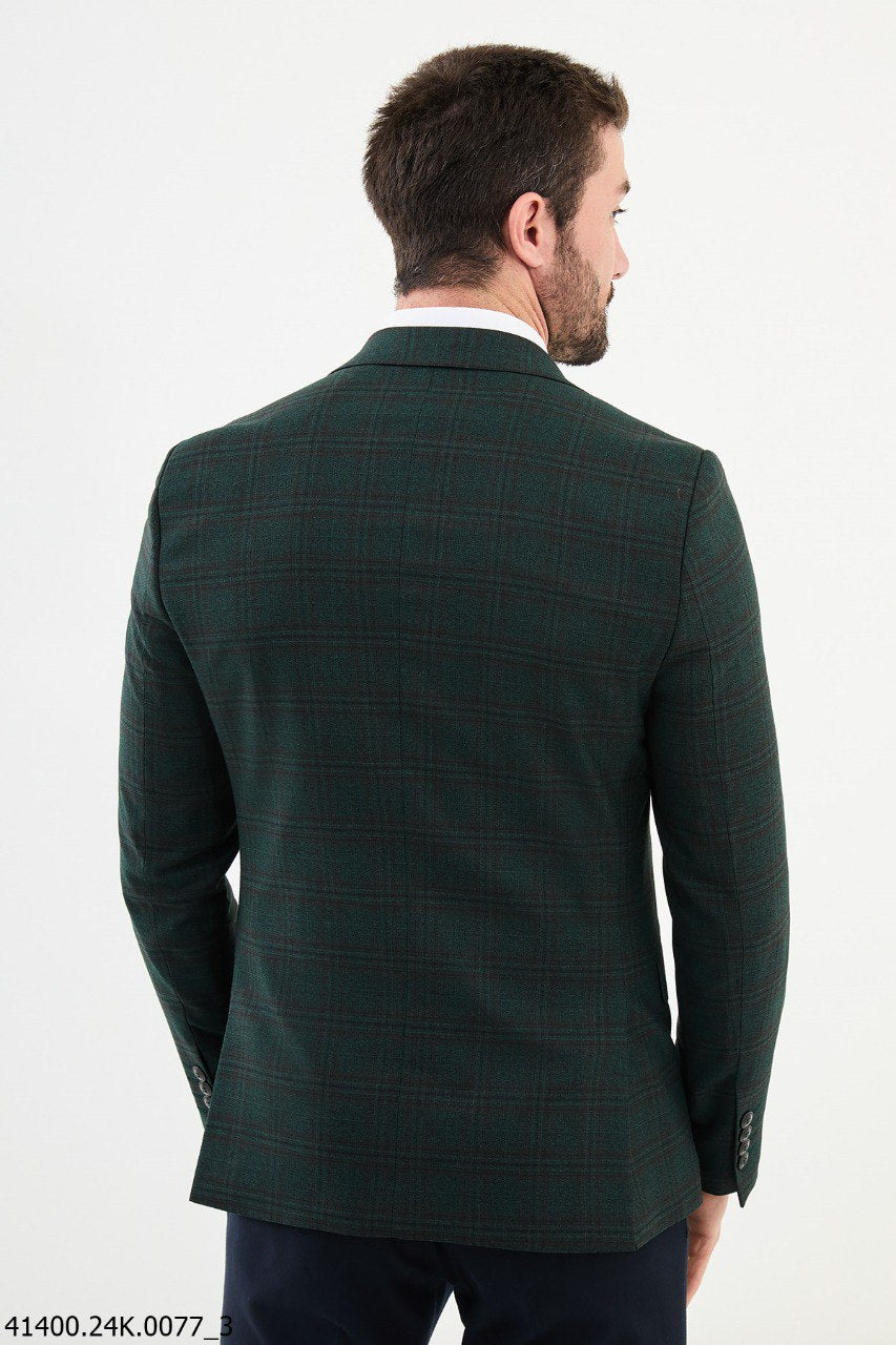 Bojoni Belmonte Slim Fit  Green Plaid  Blazer