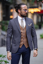 Load image into Gallery viewer, Bojoni  Matera Navy Blue Slim Fit Peak Lapel 3 Piece Combined Suit
