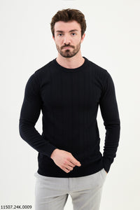 Bojoni Chicago Slim Fit Navy Blue Knitted Sweater