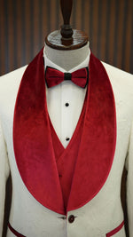 Load image into Gallery viewer, Bojoni Paruri Red Slim Fit Velvet Shawl Lapel Wool Tuxedo
