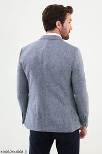 Bojoni Belmonte Slim Fit Light Blue Mixed Blazer