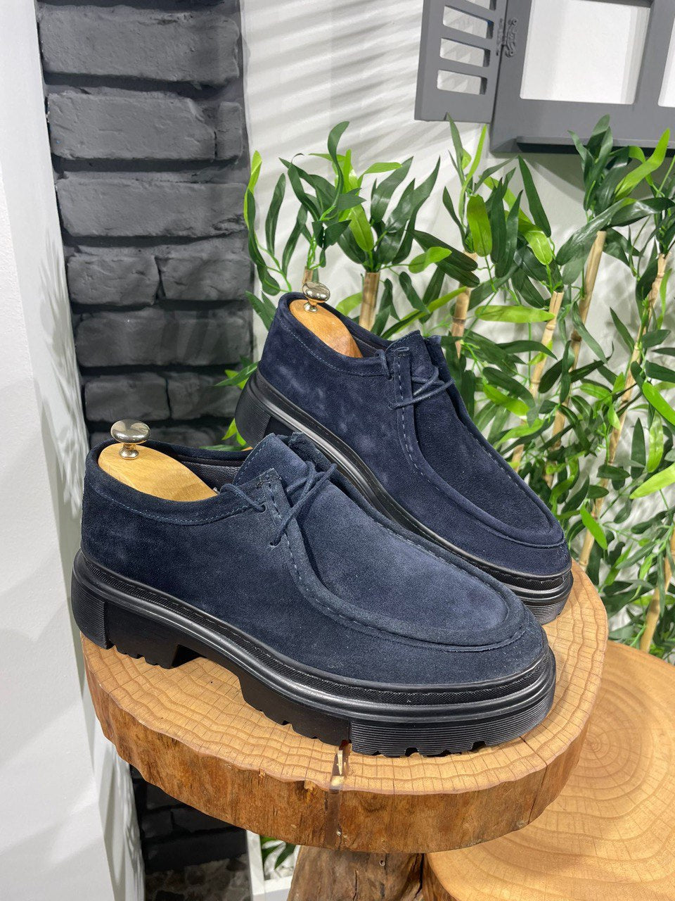 Bojoni Mayfair Navy Blue Lace up Suede Shoes