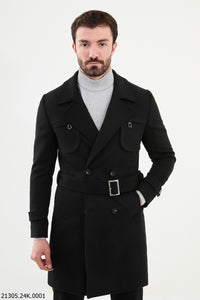 Bojoni Linas Slim Fit Black Coat