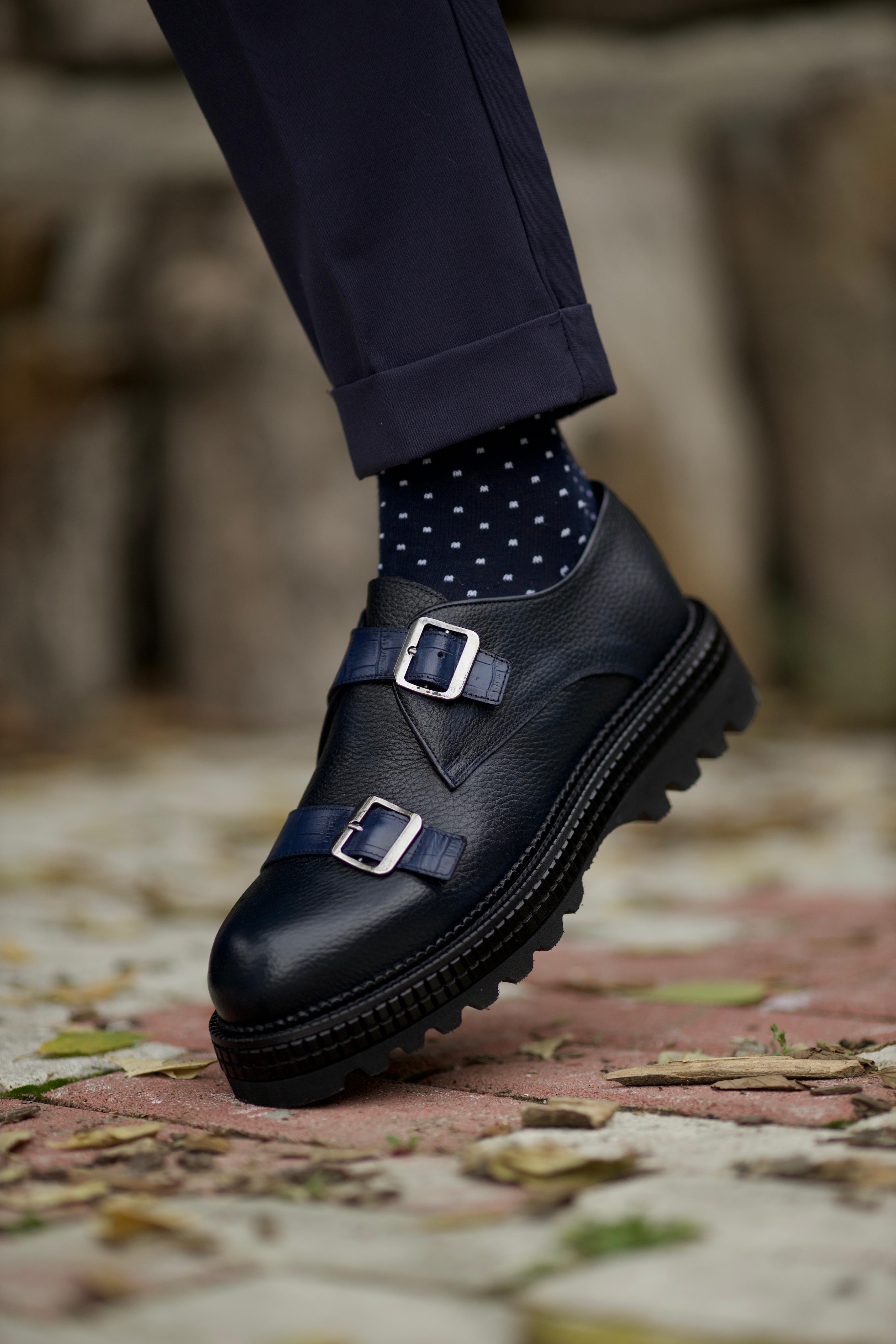 Bojoni Levante Black  Leather Boots Loafer Shoes